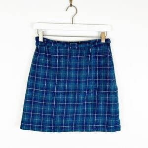 J. Crew Vintage Inspired Plaid Wool Mini Skirt Size 4